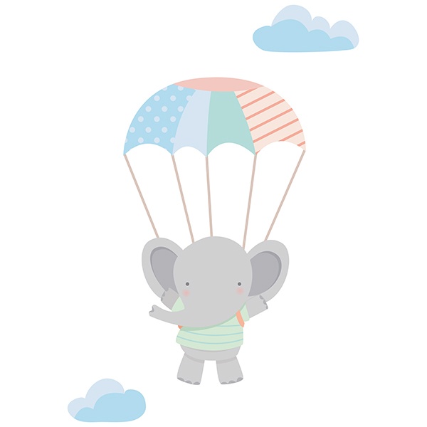 Kinderzimmer Wandtattoo: Elefant im Fallschirm