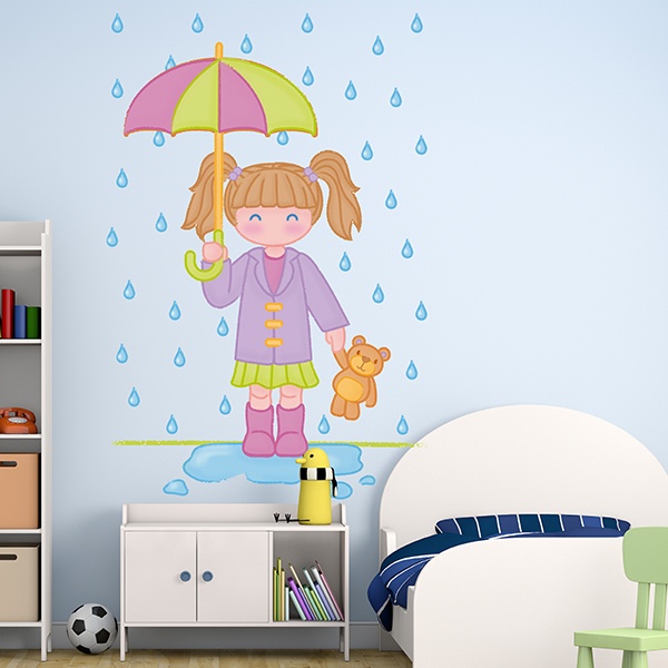 Kinderzimmer Wandtattoo: Mädchen im Regen