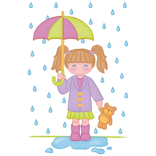 Kinderzimmer Wandtattoo: Mädchen im Regen