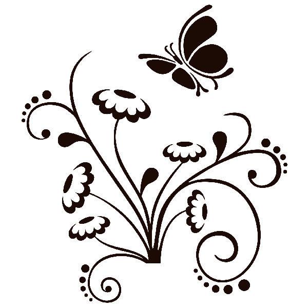 Wandtattoos: Floral Ornament und Schmetterling