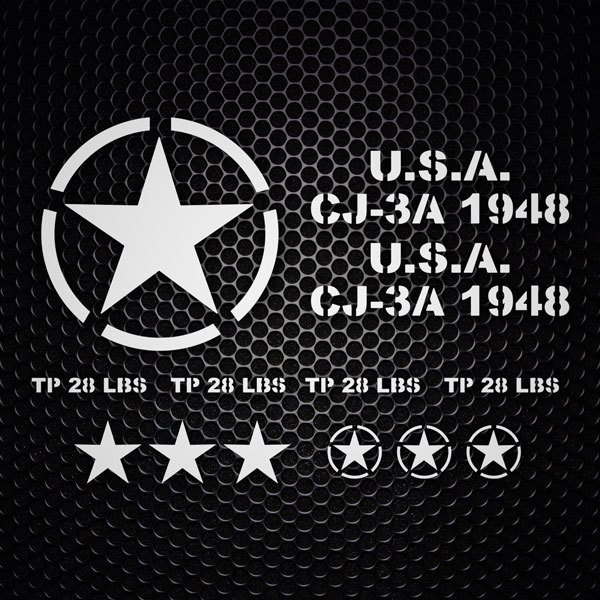 Aufkleber: Set 13X Aufkleber für Jeep Army Star