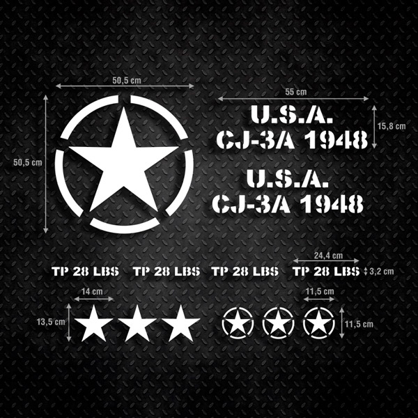 Aufkleber: Set 13X Aufkleber für Jeep Army Star