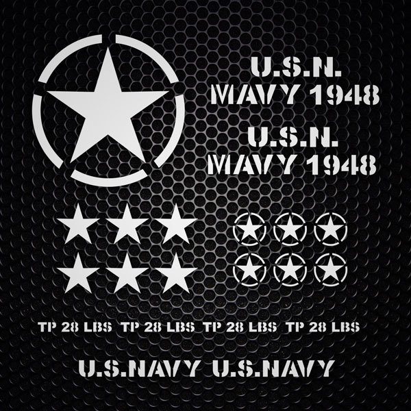 Aufkleber: Set 22X Aufkleber für Jeep US-Armee
