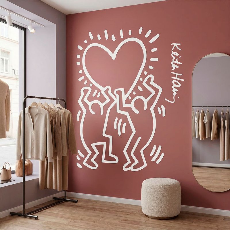 Keith Haring Figuren halten Herz 0