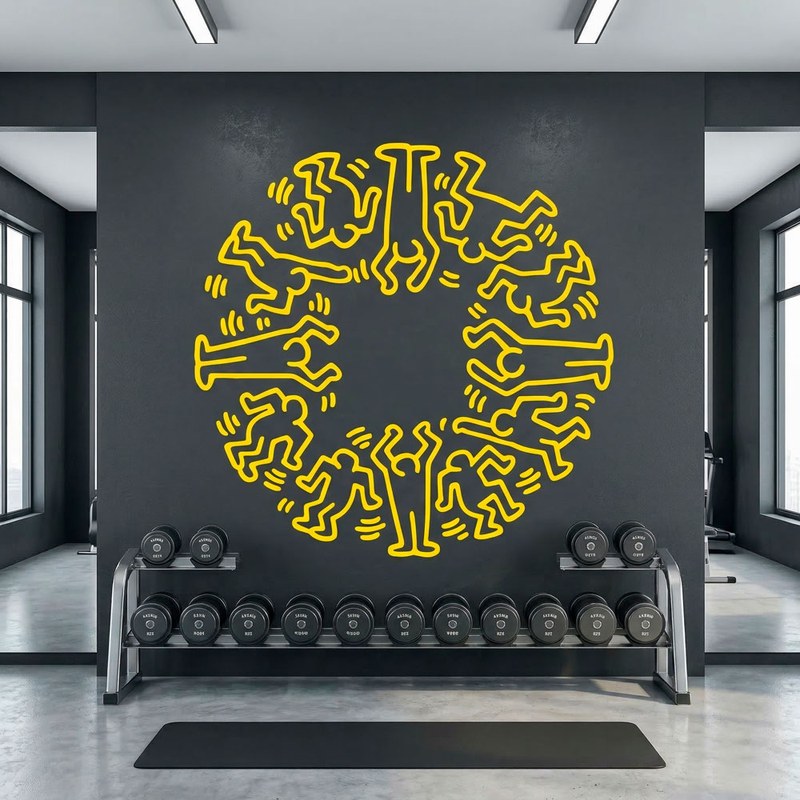 Tanzende Strichfiguren im Kreis 6