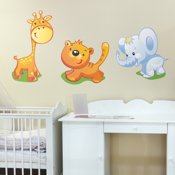 Kinderzimmer Wandtattoo: Set für Giraffen, Tiger und Elefanten