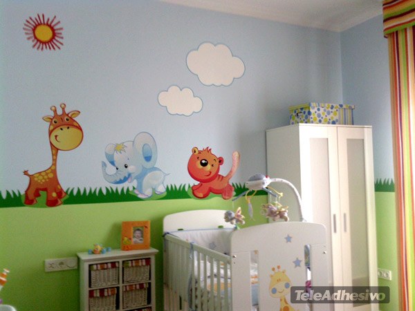 Kinderzimmer Wandtattoo: Set für Giraffen, Tiger und Elefanten