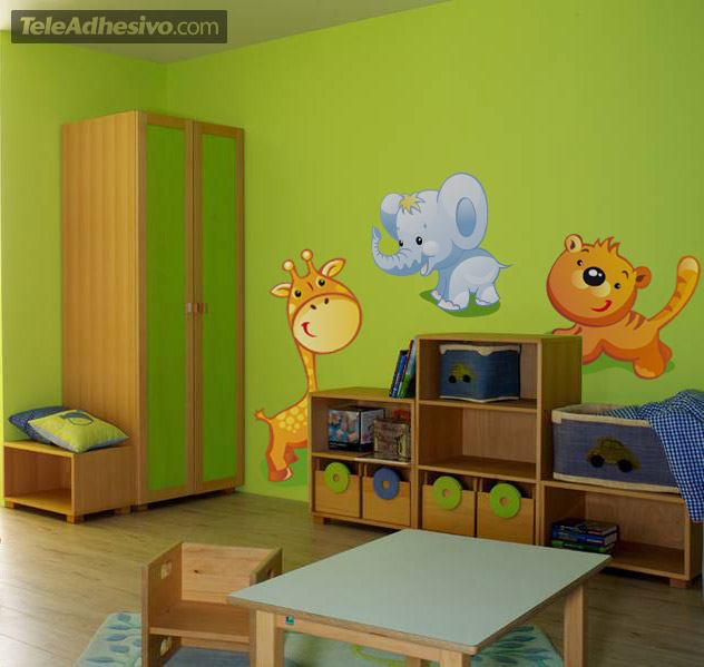 Kinderzimmer Wandtattoo: Set für Giraffen, Tiger und Elefanten