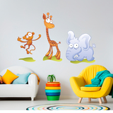 Kinderzimmer Wandtattoo: Zoo, ein kleiner Affe, eine Giraffe und ein Elefan 3