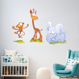 Kinderzimmer Wandtattoo: Zoo, ein kleiner Affe, eine Giraffe und ein Elefan 4