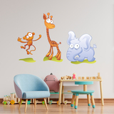 Kinderzimmer Wandtattoo: Zoo, ein kleiner Affe, eine Giraffe und ein Elefan 5