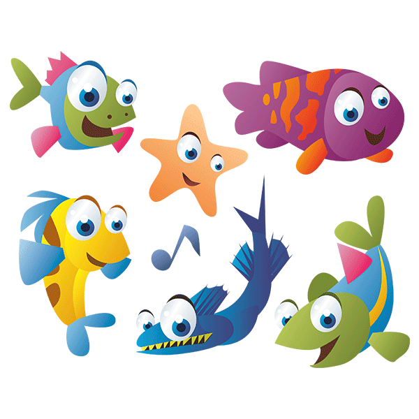 Kinderzimmer Wandtattoo: Aquarium Kit farbige Fische