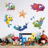 Kinderzimmer Wandtattoo: Aquarium Kit farbige Fische 3