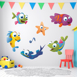 Kinderzimmer Wandtattoo: Aquarium Kit farbige Fische 4
