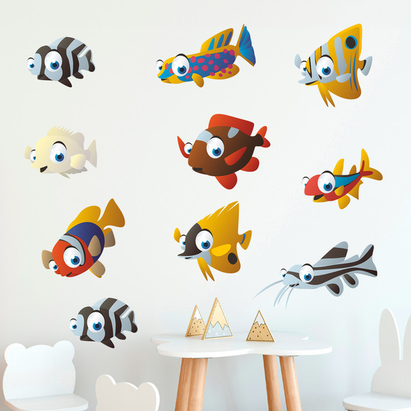 Kinderzimmer Wandtattoo: Set 10 Fische 1