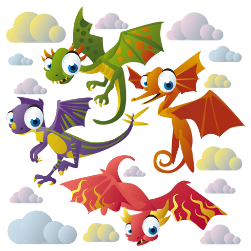 Kinderzimmer Wandtattoo: Kit Fliegende Dinosaurier