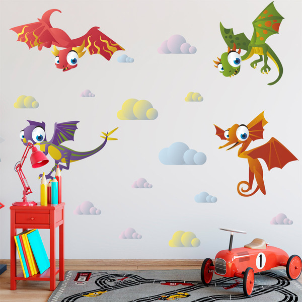 Kinderzimmer Wandtattoo: Kit Fliegende Dinosaurier