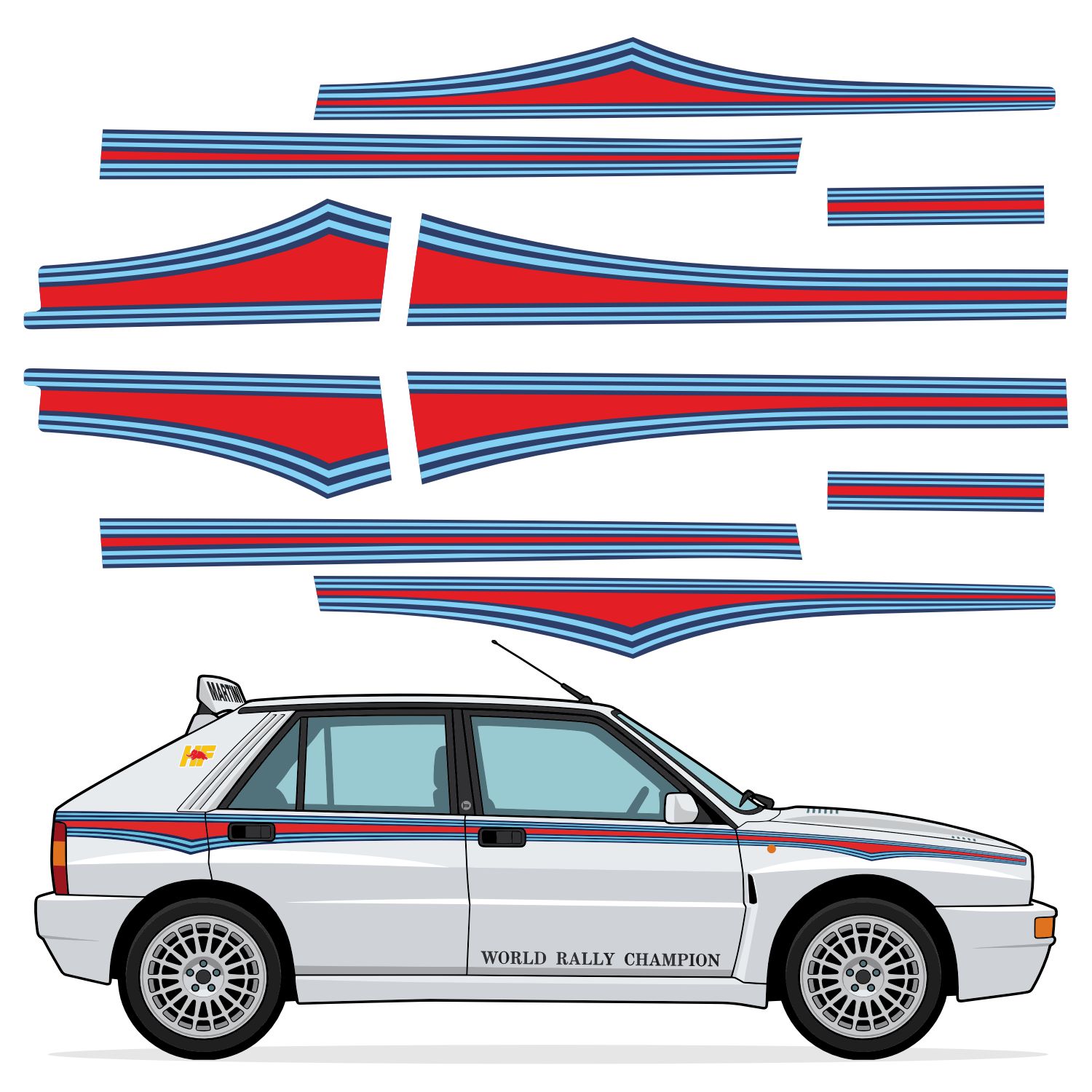 Aufkleber: Kit Lancia Delta Integrale HF Martini 1