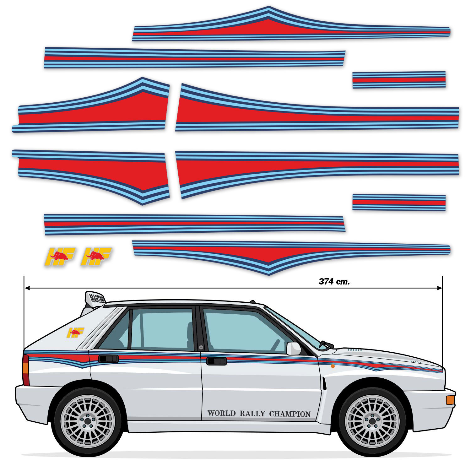 Aufkleber: Lancia Delta Integrale HF Evo 1 Martini Dekor-Kit