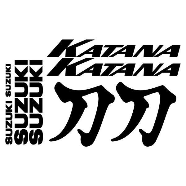 Aufkleber: Suzuki Katana mit dynamischer Typografie