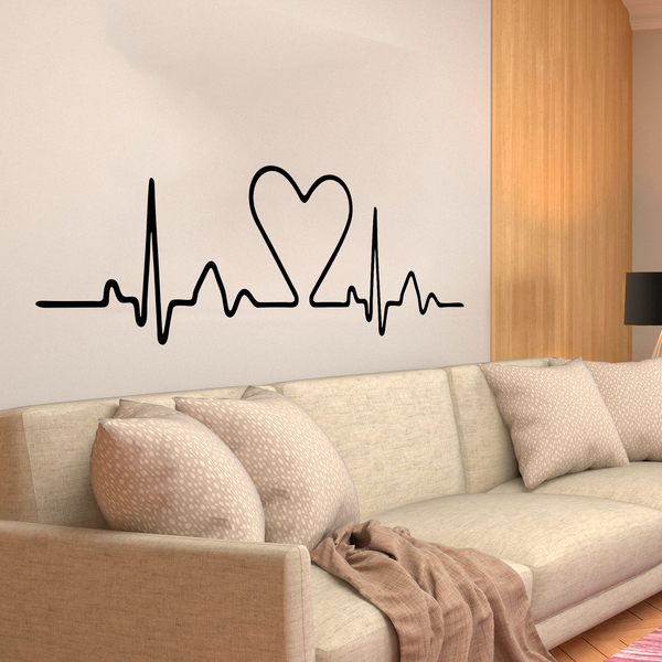 Wandtattoos: Kopfteil Bett Herz-Elektrokardiogramm