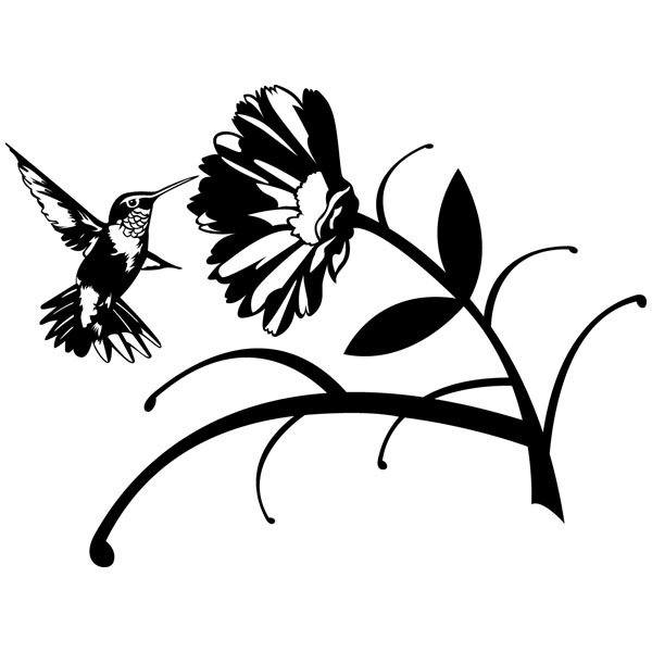 Wandtattoos: Blumen Kolibri