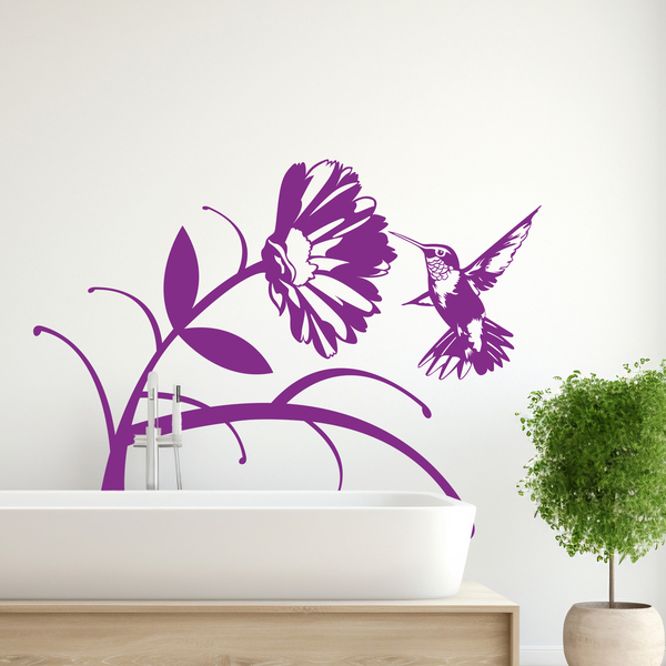Wandtattoos: Blumen Kolibri