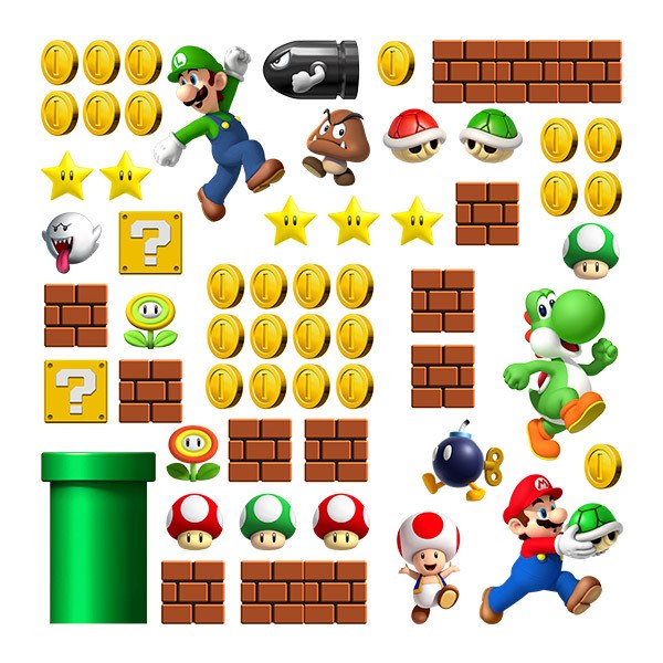 Kinderzimmer Wandtattoo: Set 60X Super Mario Bros