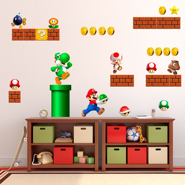 Kinderzimmer Wandtattoo: Set 60X Super Mario Bros