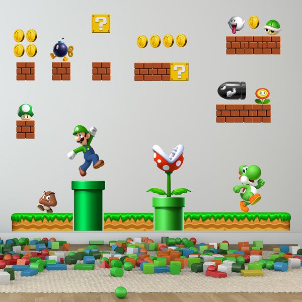 Kinderzimmer Wandtattoo: Set 38X Mario Bros Pilz-Königreich