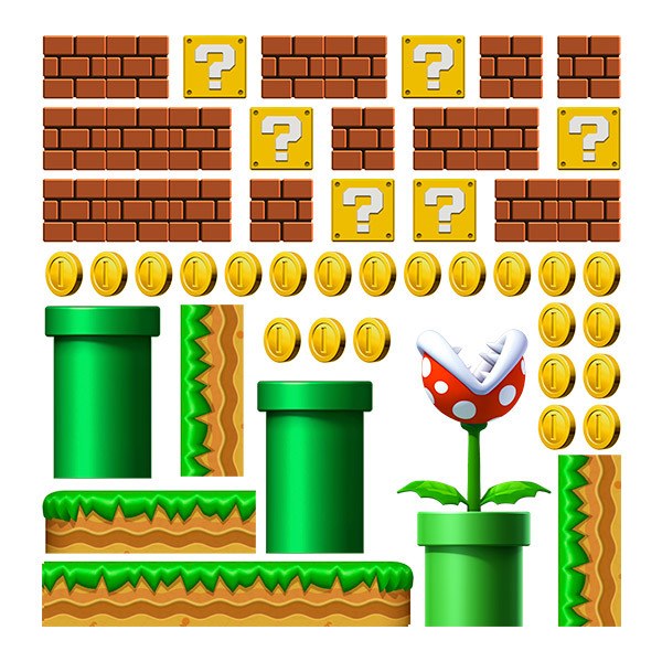 Kinderzimmer Wandtattoo: Set 45X Mario Bros Erstellen Sie Ihren Bildschirm