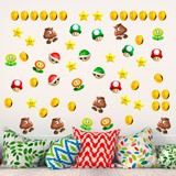 Kinderzimmer Wandtattoo: Set 60X Mario Bros Zeichen und Münzen 4