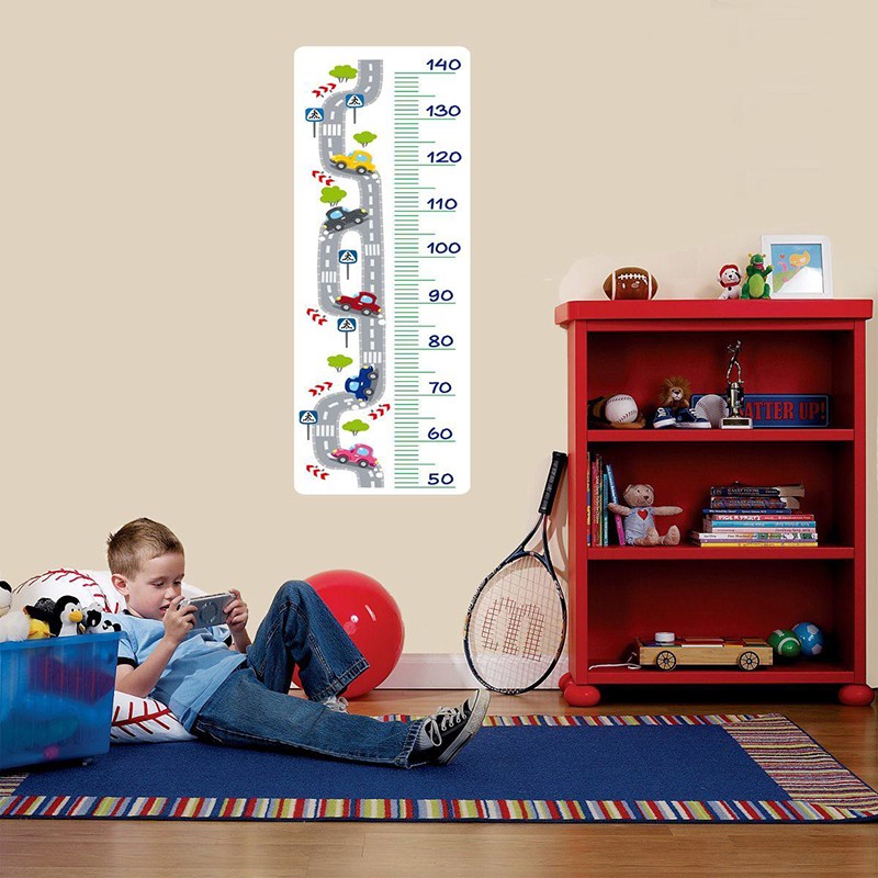 Kinderzimmer Wandtattoo: Messlatte Straße und Autos