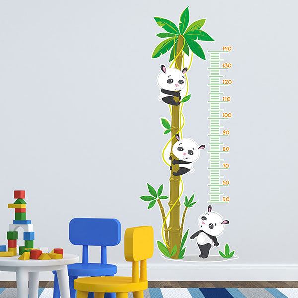 Kinder Hohenmesser Aufkleber Pandas In Der Palme Webwandtattoo Com