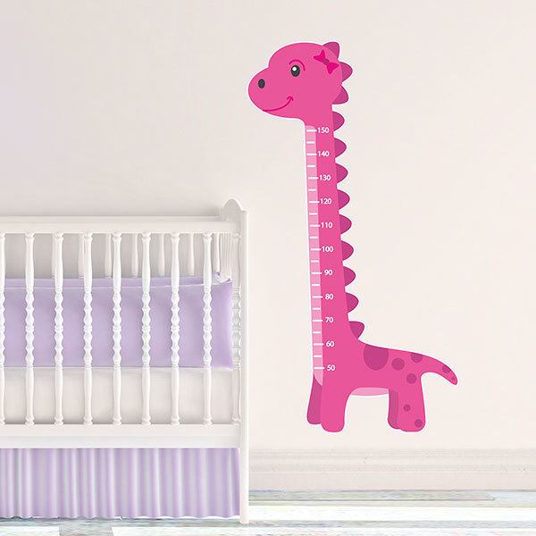 Kinderzimmer Wandtattoo: Messlatte Rosa Dinosaurier