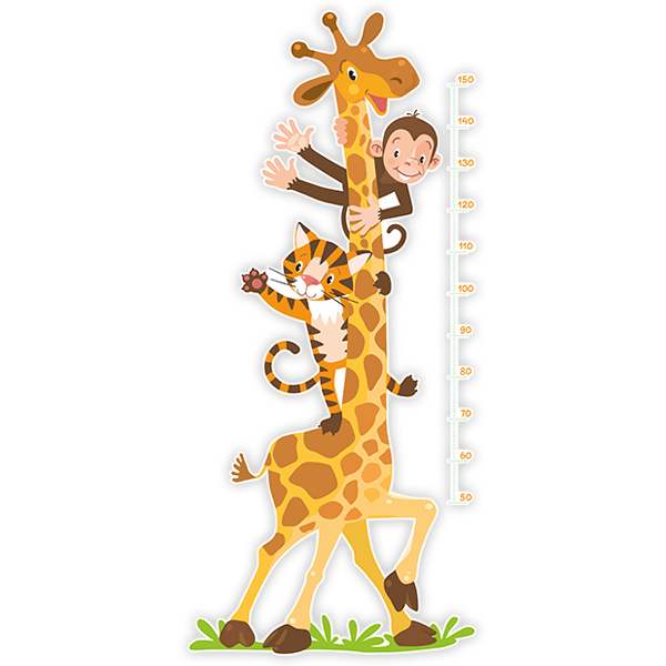 Kinderzimmer Wandtattoo: Messlatte Giraffe, Affe und Tiger
