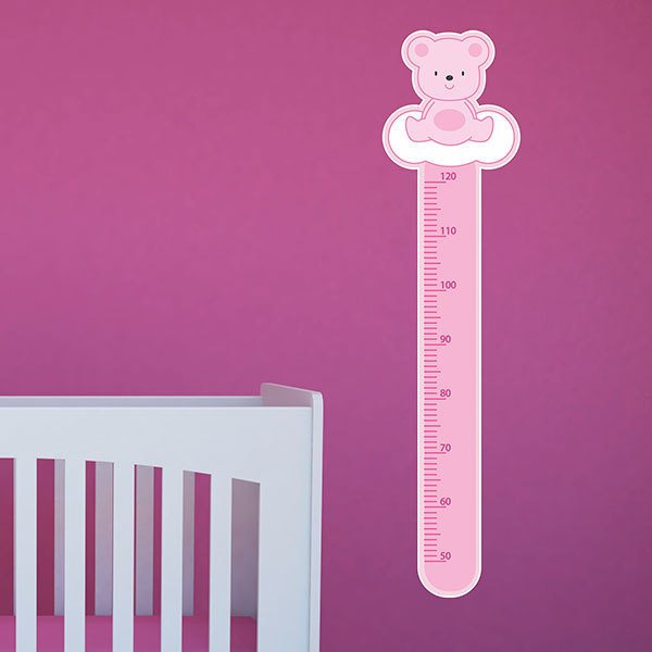 Kinderzimmer Wandtattoo: Messlatte rosa Bär