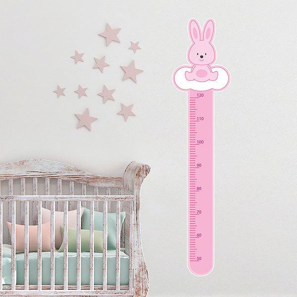 Kinderzimmer Wandtattoo: Messlatte rosa Kaninchen