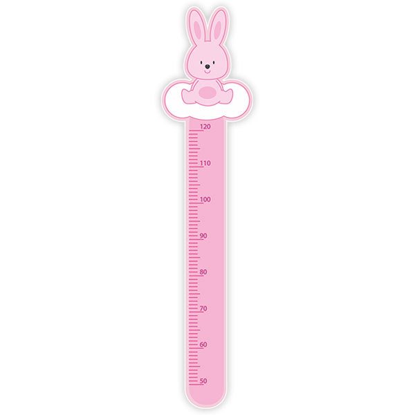 Kinderzimmer Wandtattoo: Messlatte rosa Kaninchen