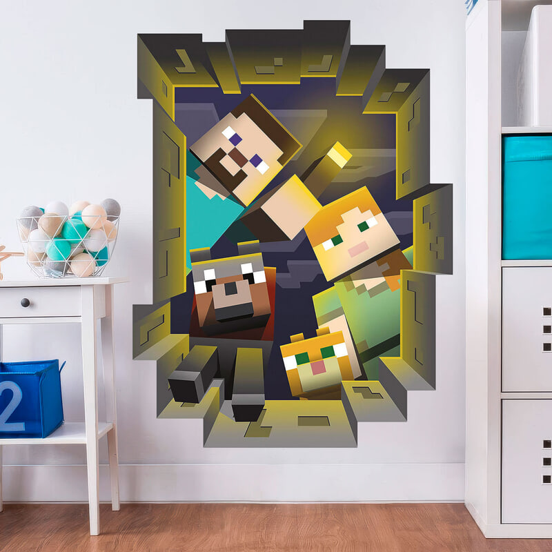 Wandtattoos: Minecraft 3D Loch Figuren