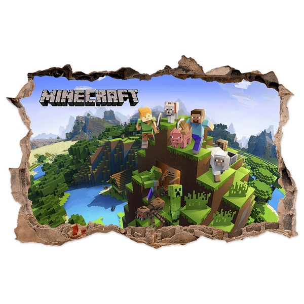 Wandtattoos: Minecraft Wandloch Berg und Charaktere