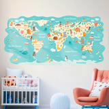 Kinderzimmer Wandtattoo: Weltkarte Tiere auf der ganzen Welt 3