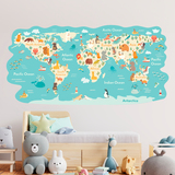 Kinderzimmer Wandtattoo: Weltkarte Tiere auf der ganzen Welt 4