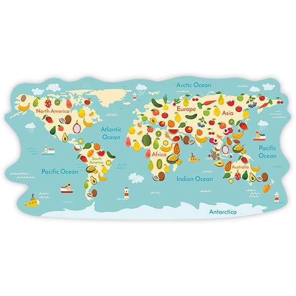 Kinderzimmer Wandtattoo: Weltkarte der Früchte