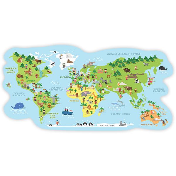 Kinderzimmer Wandtattoo: Weltkarte typische Kostüme