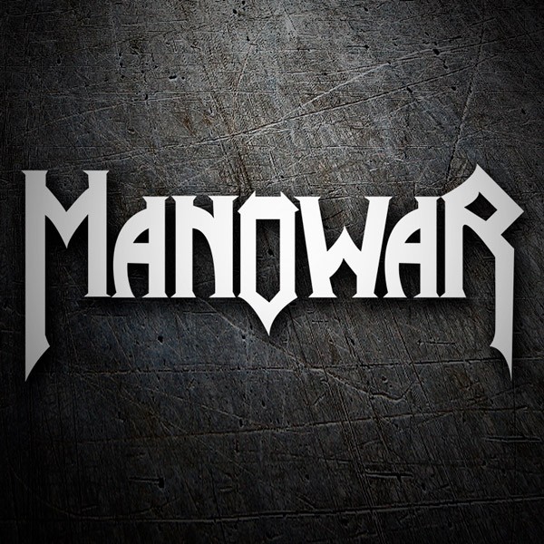 Aufkleber: Logo Manowar mit Winkeltypografie