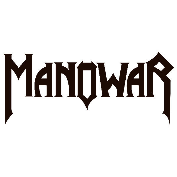 Aufkleber: Logo Manowar mit Winkeltypografie