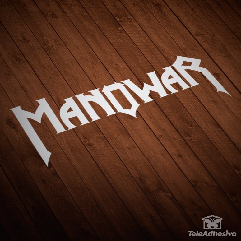 Aufkleber: Logo Manowar mit Winkeltypografie