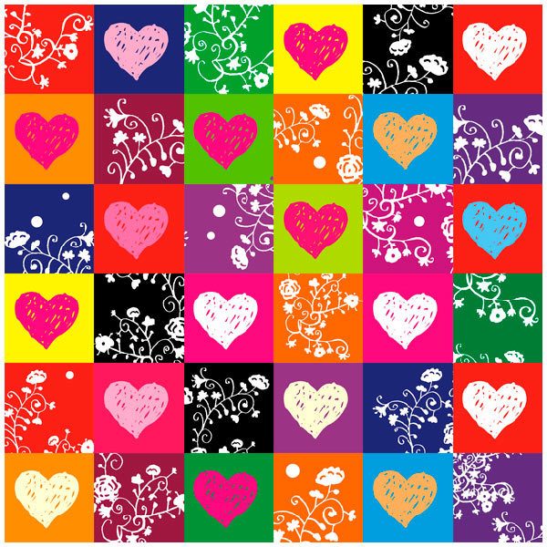 Wandtattoos Bunte Herzen