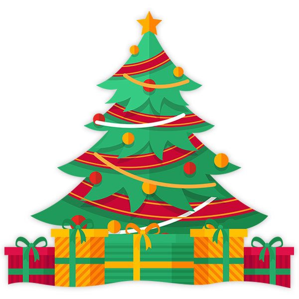 Wandtattoos: Baum mit Weihnachtsgeschenken